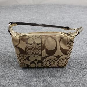 Coach Handbag Canvas Signature Mini Jacquard Demi Hobo Brown Gold Patchwork Y2k